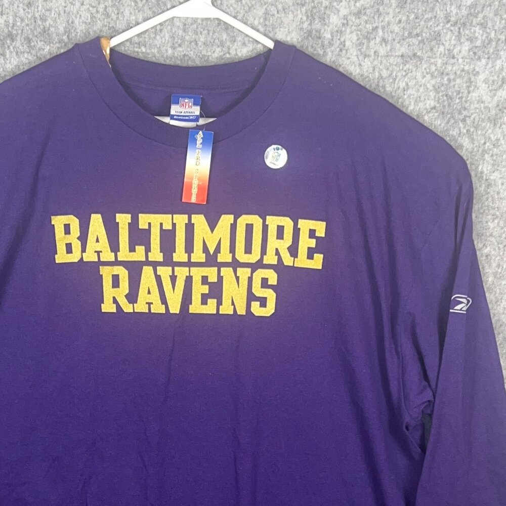 Baltimore Ravens Reebok On-Field Long Sleeve Purple Size 2XLT Shirt -‎ NWT